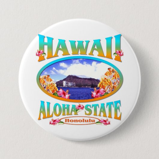 Staat Hawaii Aloha Ronde Button 7,6 Cm (Voorkant)