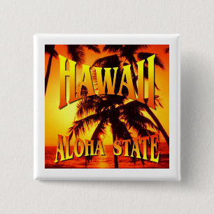 Staat Hawaii Aloha Vierkante Button 5,1 Cm