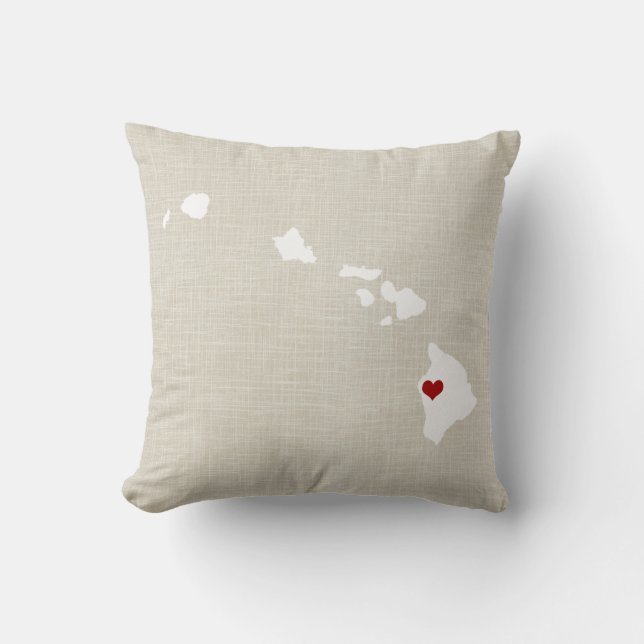 Staat Hawaii Pillow Faux Linen gepersonaliseerd Kussen (Voorkant)