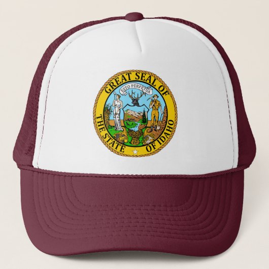 Staat Idaho Flag Seal Trucker Hat Pet (Voorkant)