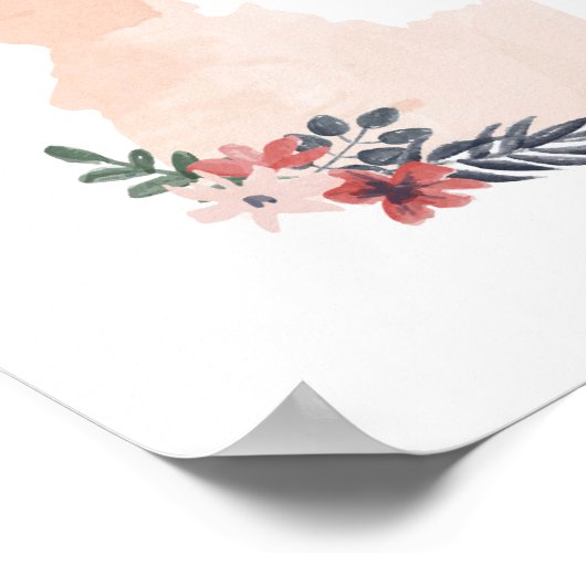 Staat Idaho Floral Waterverf Poster (Hoek)