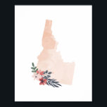 Staat Idaho Floral Waterverf Poster<br><div class="desc">Staat Idaho Floral Waterverf</div>