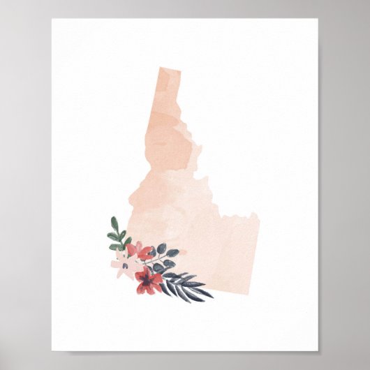 Staat Idaho Floral Waterverf Poster (Voorkant)