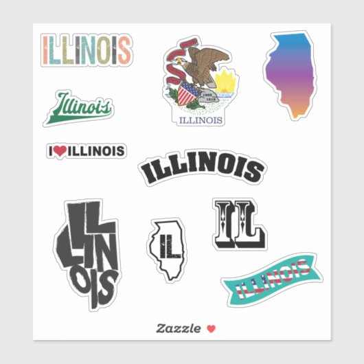 Staat Illinois Sticker (Vel)
