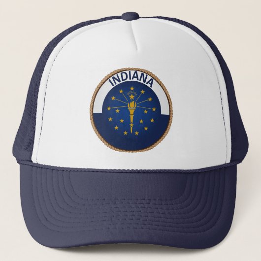 Staat Indiana Flag Seal Trucker Hat Pet (Voorkant)