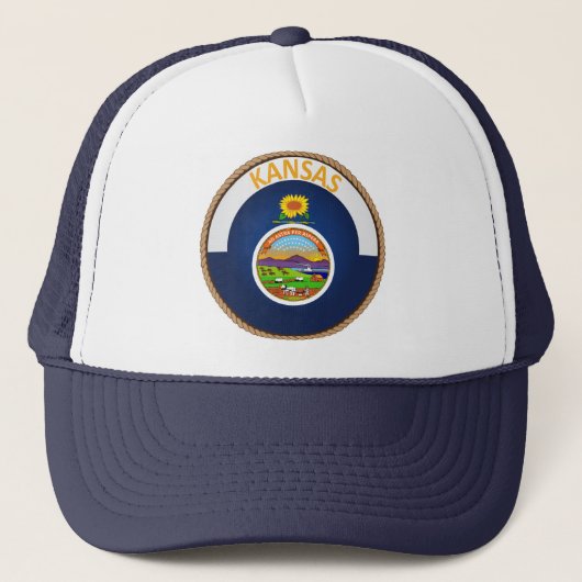 Staat Kansas Flag Seal Trucker Hat Pet (Voorkant)