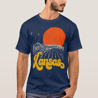  staat Kansas Mid Century Distress Aes T-shirt