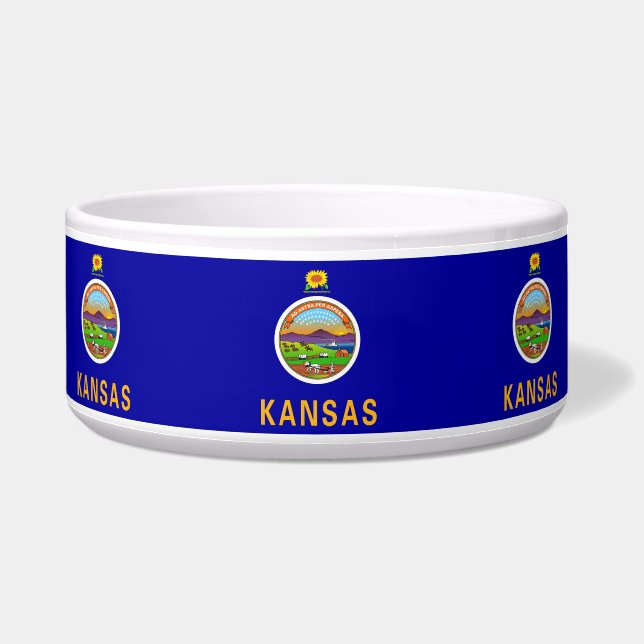 Staat Kansas Vlag Pet Bowl Voerbakje (Links)