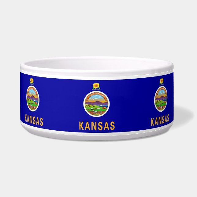 Staat Kansas Vlag Pet Bowl Voerbakje (Voorkant)