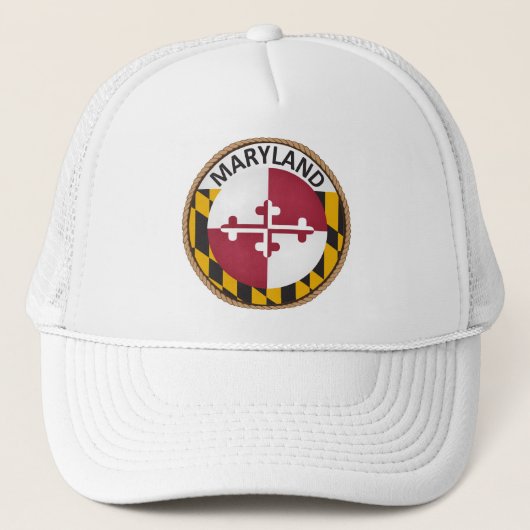 Staat Maryland Flag Seal Trucker Hat Trucker Pet (Voorkant)