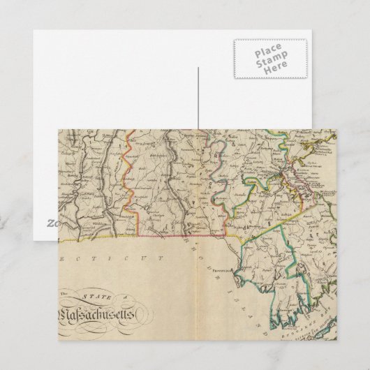 Staat Massachusetts 3 Briefkaart (Voorkant / Achterkant)