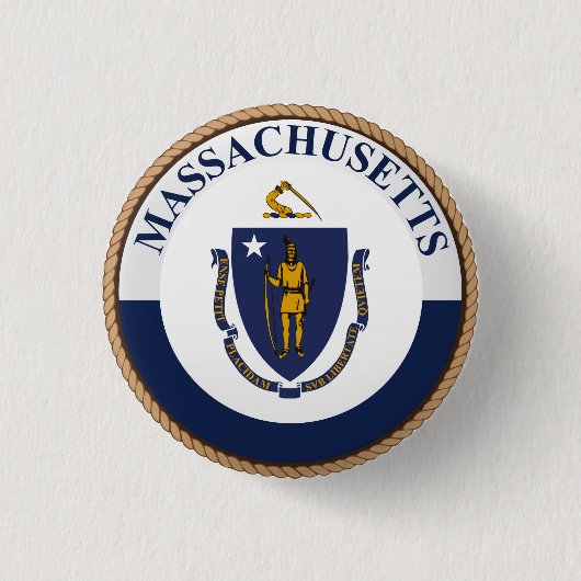 Staat Massachusetts Flag Seal Button (Voorkant)