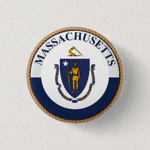 Staat Massachusetts Flag Seal Button