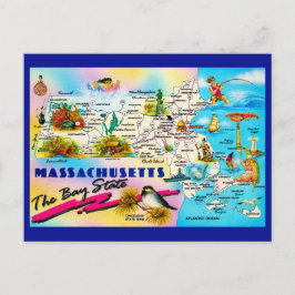 Staat Massachusetts Kaart Ansichtkaart