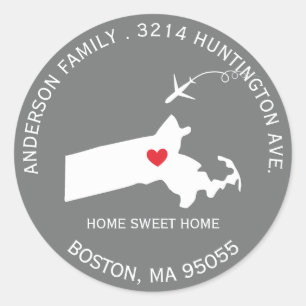 STAAT MASSACHUSETTS   Nieuw adreslabel Sticker