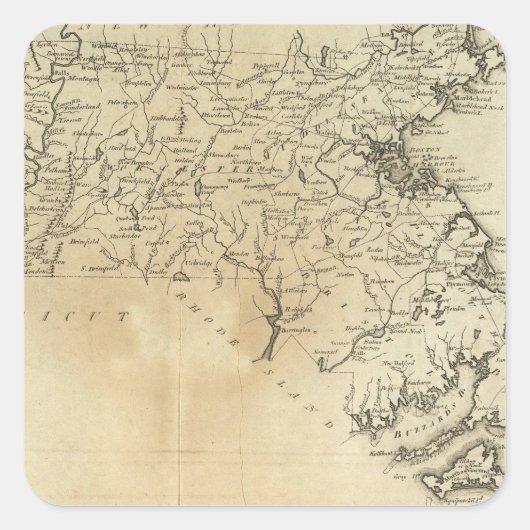 Staat Massachusetts Vierkante Sticker (Voorkant)