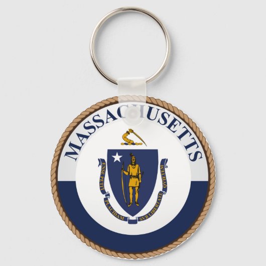 Staat Massachusetts-vlagzegel Sleutelhanger (Voorkant)