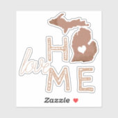 Staat Michigan Copper Silhouette Sticker (Vel)