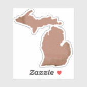 Staat Michigan Copper Silhouette Sticker (Vel)