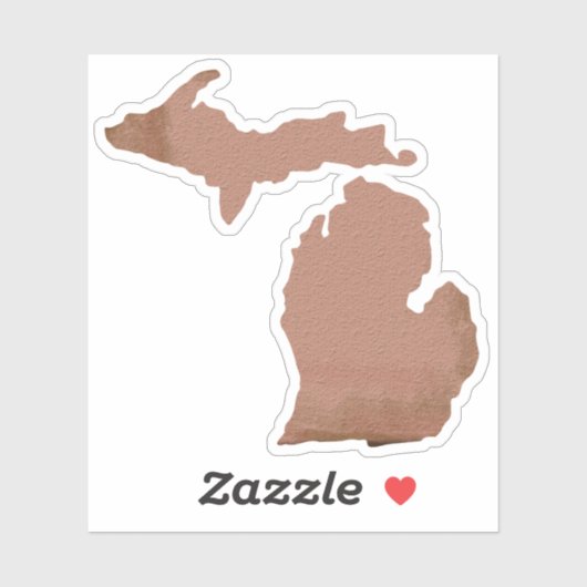 Staat Michigan Copper Silhouette Sticker (Vel)