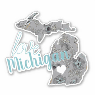 Staat Michigan Gray Waterverf Poppies Sticker