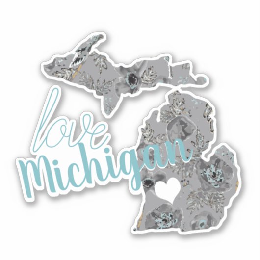 Staat Michigan Gray Waterverf Poppies Sticker (Voorkant)