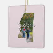 Staat Mississippi Foto invoegen en naam stad Keramisch Ornament (Links)