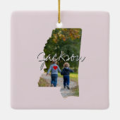 Staat Mississippi Foto invoegen en naam stad Keramisch Ornament (Achterkant)