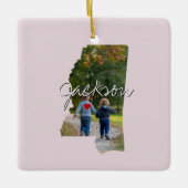 Staat Mississippi Foto invoegen en naam stad Keramisch Ornament (Voorkant)