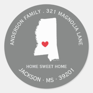 STAAT MISSISSIPPI Nieuw huisadreslabel Sticker