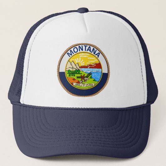 Staat Montana Flag Seal Trucker Hat Pet (Voorkant)