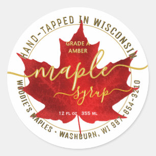 Staat Naam Fancy Lettertype esdoornsiroop Rood Bla Ronde Sticker