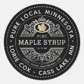 Staat Naam Gold Leaf Maple Syrup Black Ronde Sticker (Voorkant)