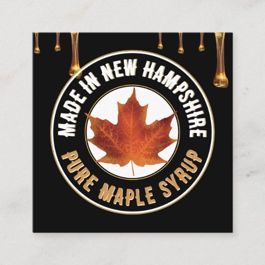 Staat Naam MAPLE STROOP VISITEKAARTJE met druppels (Voorkant)