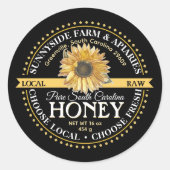 Staat Naam Raw Honey Label met  Zonnebloem (Voorkant)