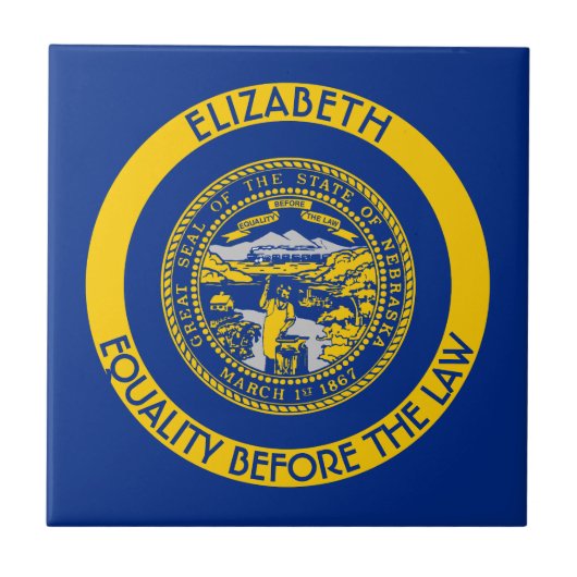 Staat Nebraska Cornhusker Gepersonaliseerde vlag Tegeltje (Voorkant)