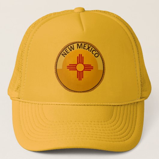Staat New Mexico Flag Seal Trucker Hat Trucker Pet (Voorkant)