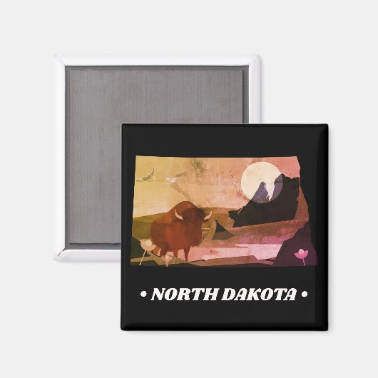 staat North Dakota Magnet (Voorkant / Achterkant)