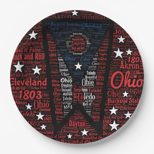 Staat Ohio Buckeyes Paper Borden 9" Papieren Bordje (Voorkant)