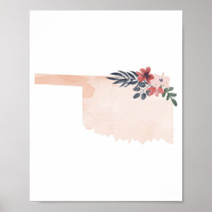 Staat Oklahoma Floral Waterverf Poster