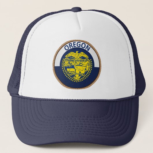 Staat Oregon Flag Seal Trucker Hat Pet (Voorkant)