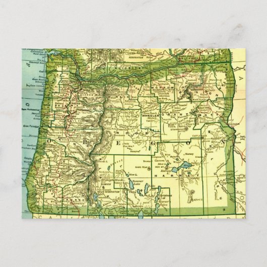 Staat Oregon Kaart Ansichtkaart (Voorkant)