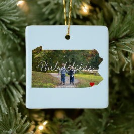 Staat Pennsylvania Foto invoegen en naam stad Keramisch Ornament