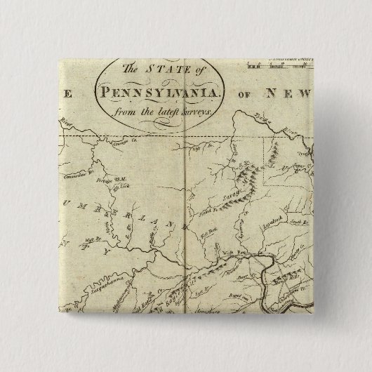 Staat Pennsylvania Vierkante Button 5,1 Cm (Voorkant)