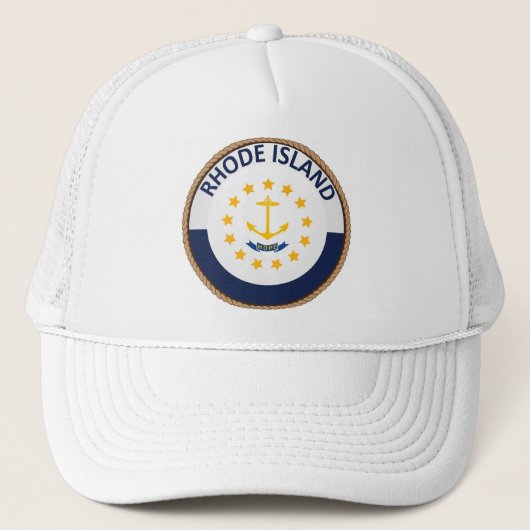 Staat Rhode Island Flag Seal Trucker Hat Trucker Pet (Voorkant)