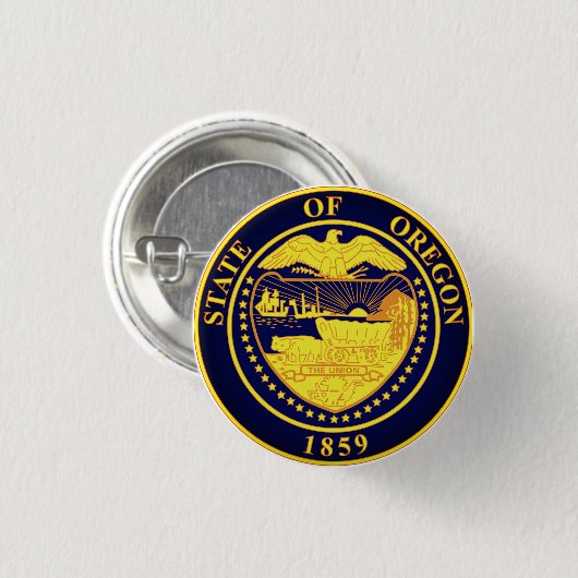 Staat Seal of Oregon Ronde Button 3,2 Cm (Voorkant /achterkant)