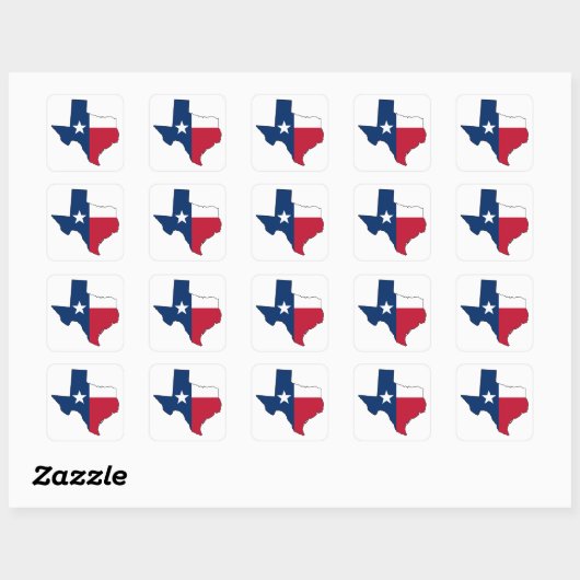 staat Texas Vierkante Sticker (Vel)