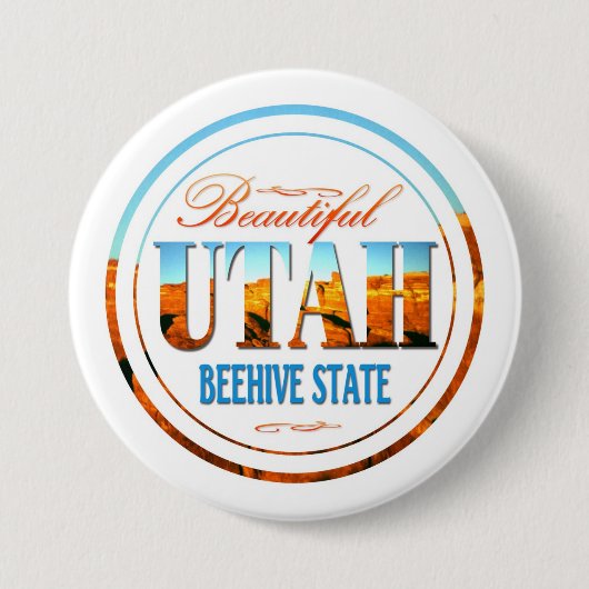 Staat Utah Beehive Ronde Button 7,6 Cm (Voorkant)