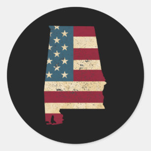 Staat van Alabama Patriottische Verenigde Staten v Ronde Sticker