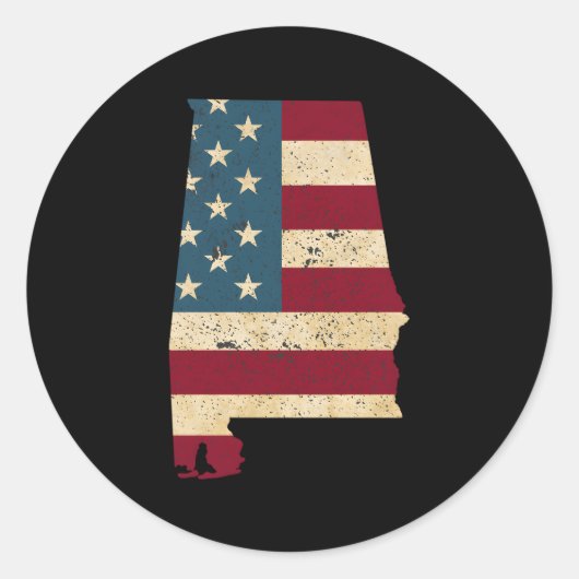 Staat van Alabama Patriottische Verenigde Staten v Ronde Sticker (Voorkant)